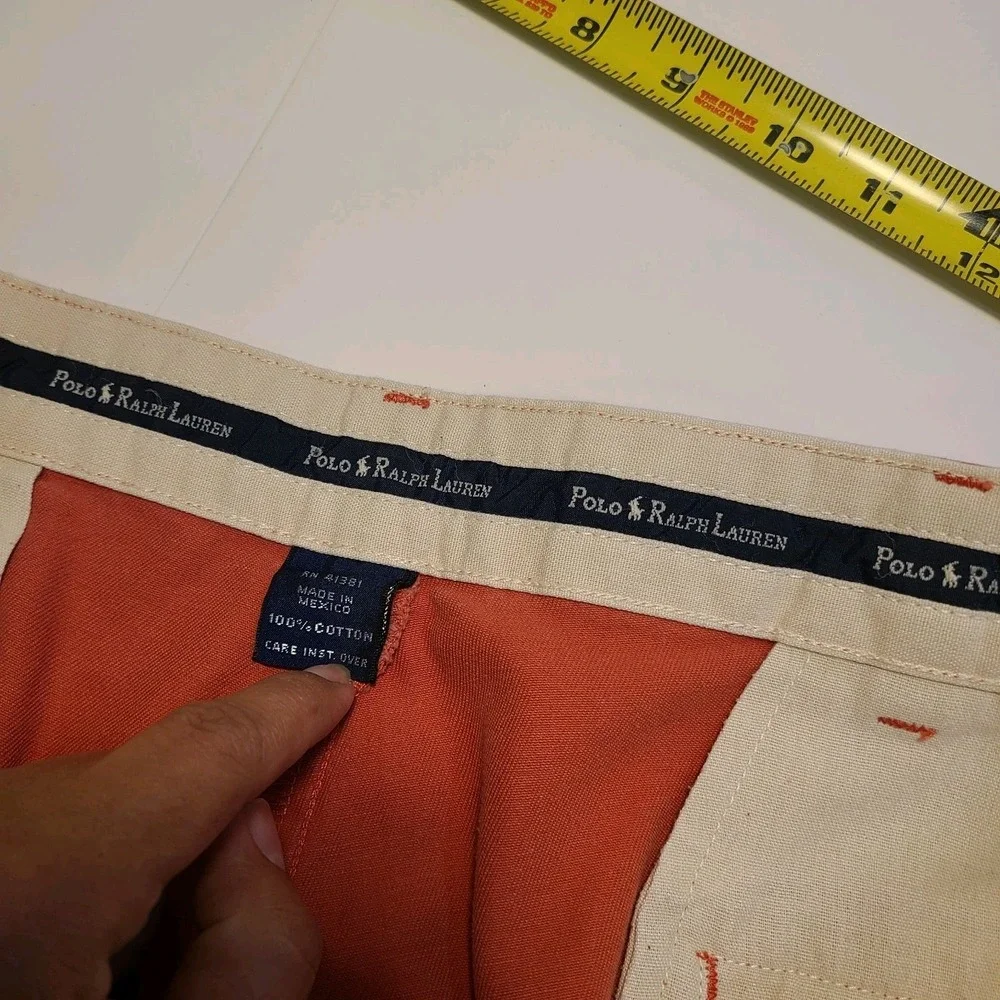 Vintage Polo Ralph Lauren Pants Mens 34 (33X27) Salmon Chino Pleated Preppy